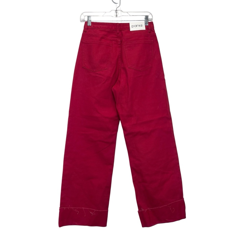 Parke Low Rise Wide Leg Baggy Jeans Womens Size 23 Red Buttonfly - Picture 6 of 12